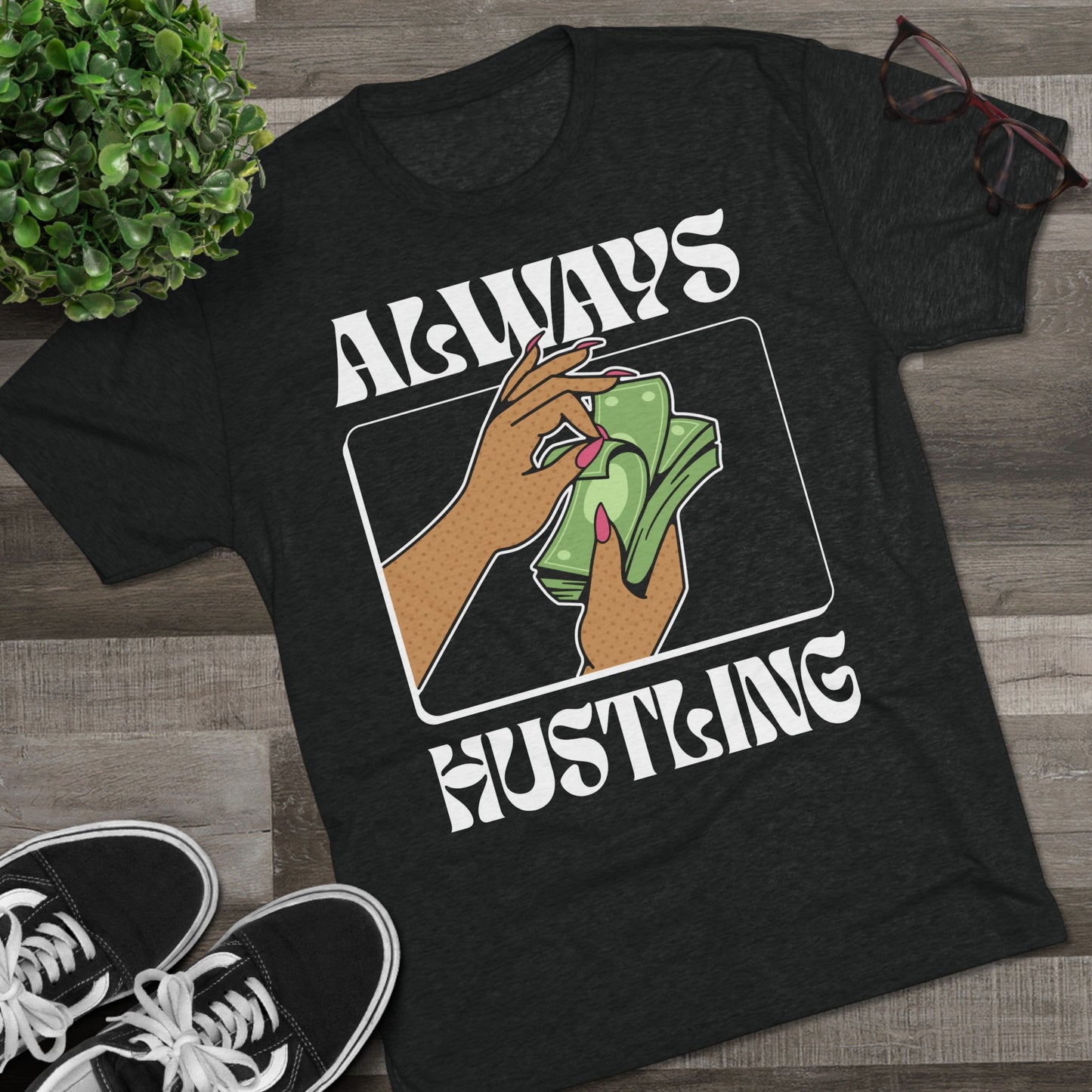 Always Hustling - Unisex Tri-Blend Crew Tee - Charcoal